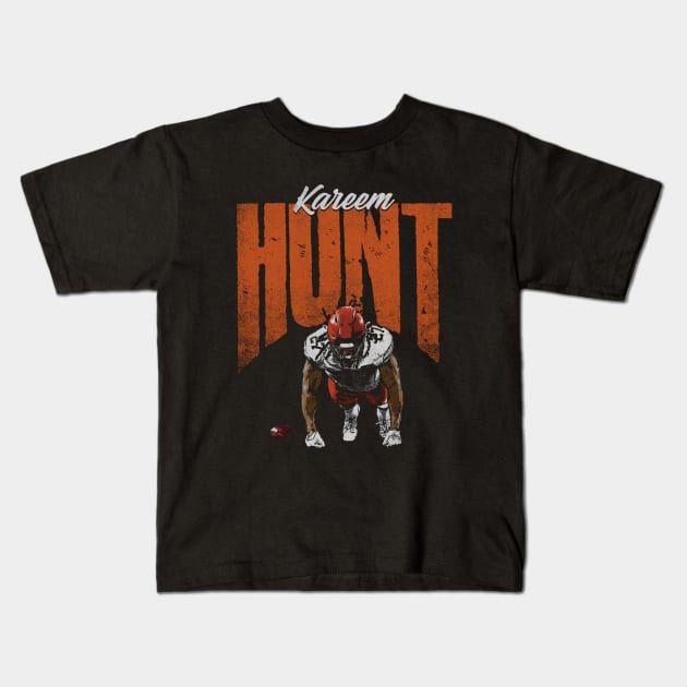 Kareem Hunt Cleveland Push Up Kids T-Shirt by ClarityMacaws